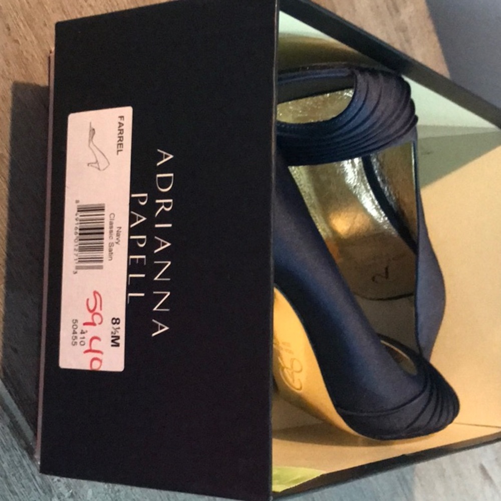 Navy satin heels